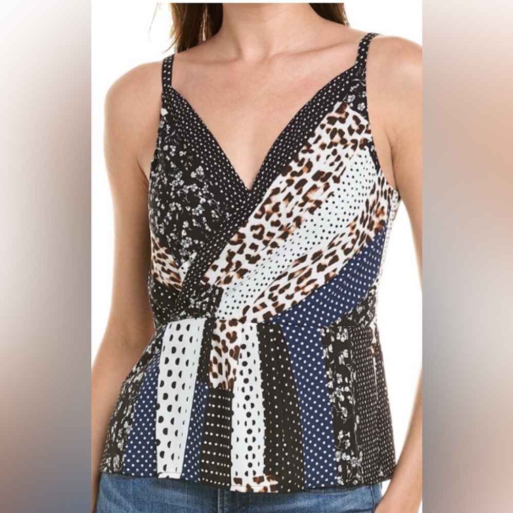 Cabi Crossover Patchwork Multi Printed Cami/Size 6